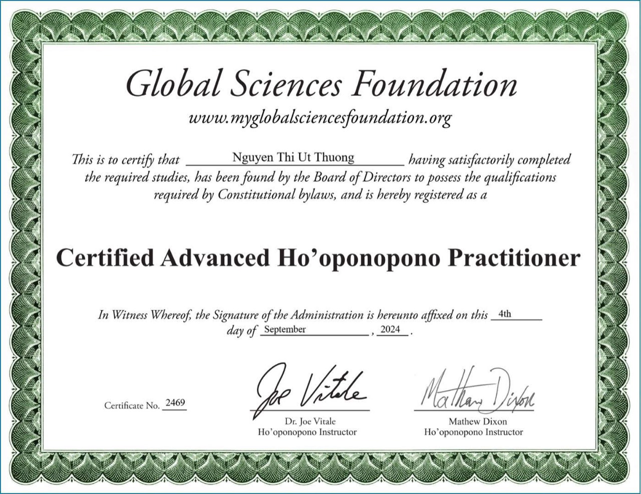 Certified Advanced Ho’oponopono Practitioner