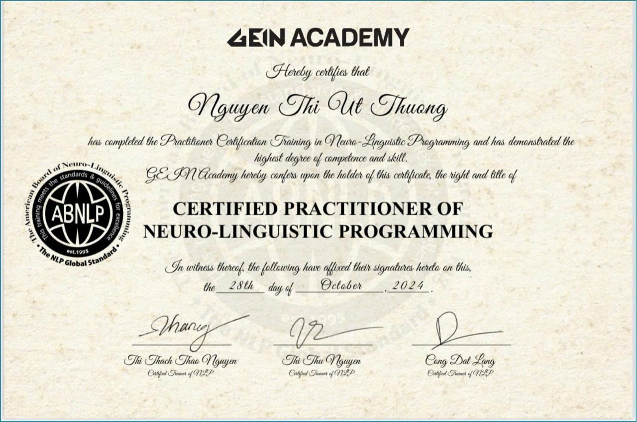 Certified Practitioner of Neuro-Linguistic Programming